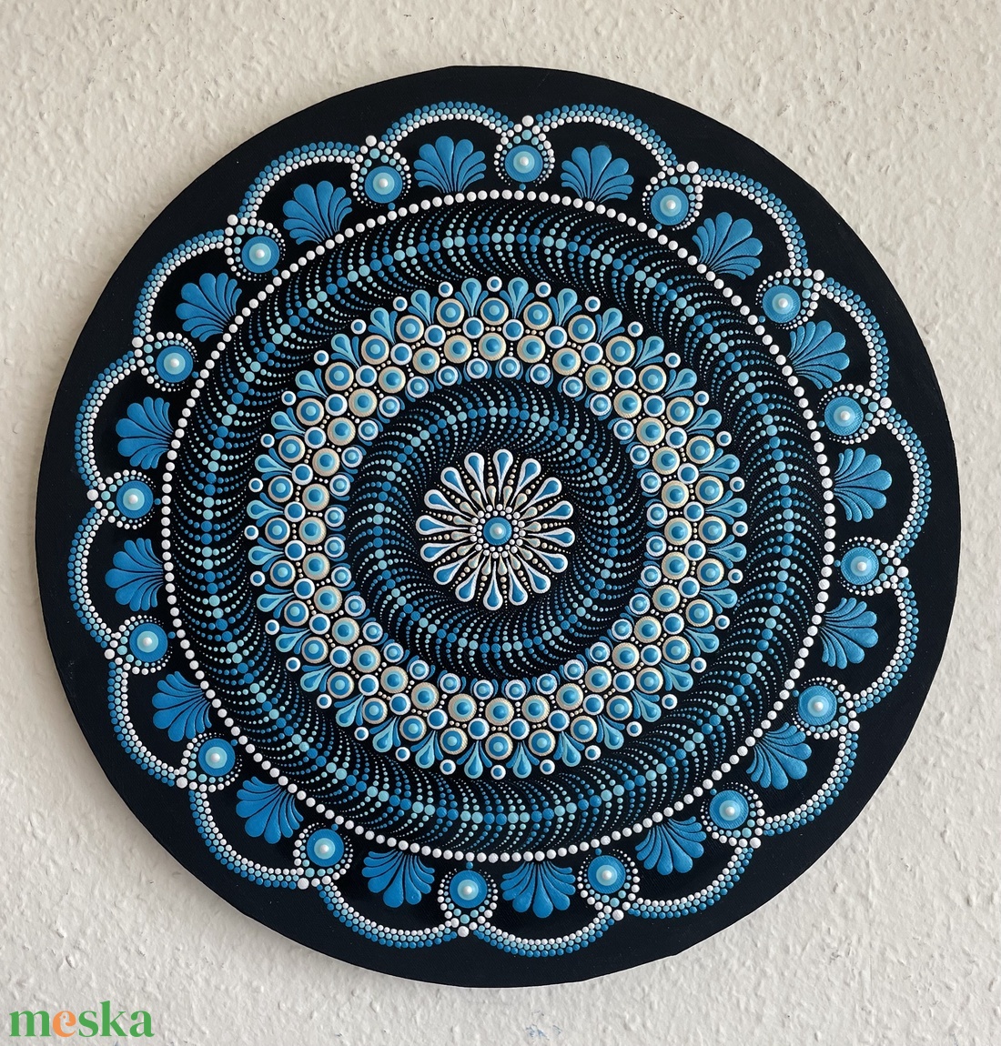 Kék-fehér-arany színű mandala - otthon & életmód - dekoráció - spiritualitás - mandala - Meska.hu