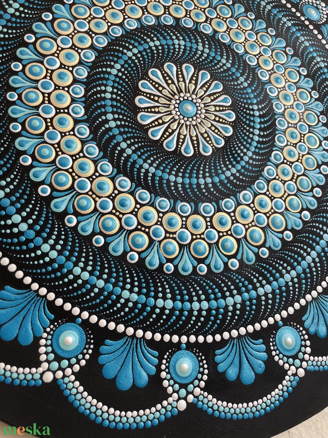 Kék-fehér-arany színű mandala - otthon & életmód - dekoráció - spiritualitás - mandala - Meska.hu
