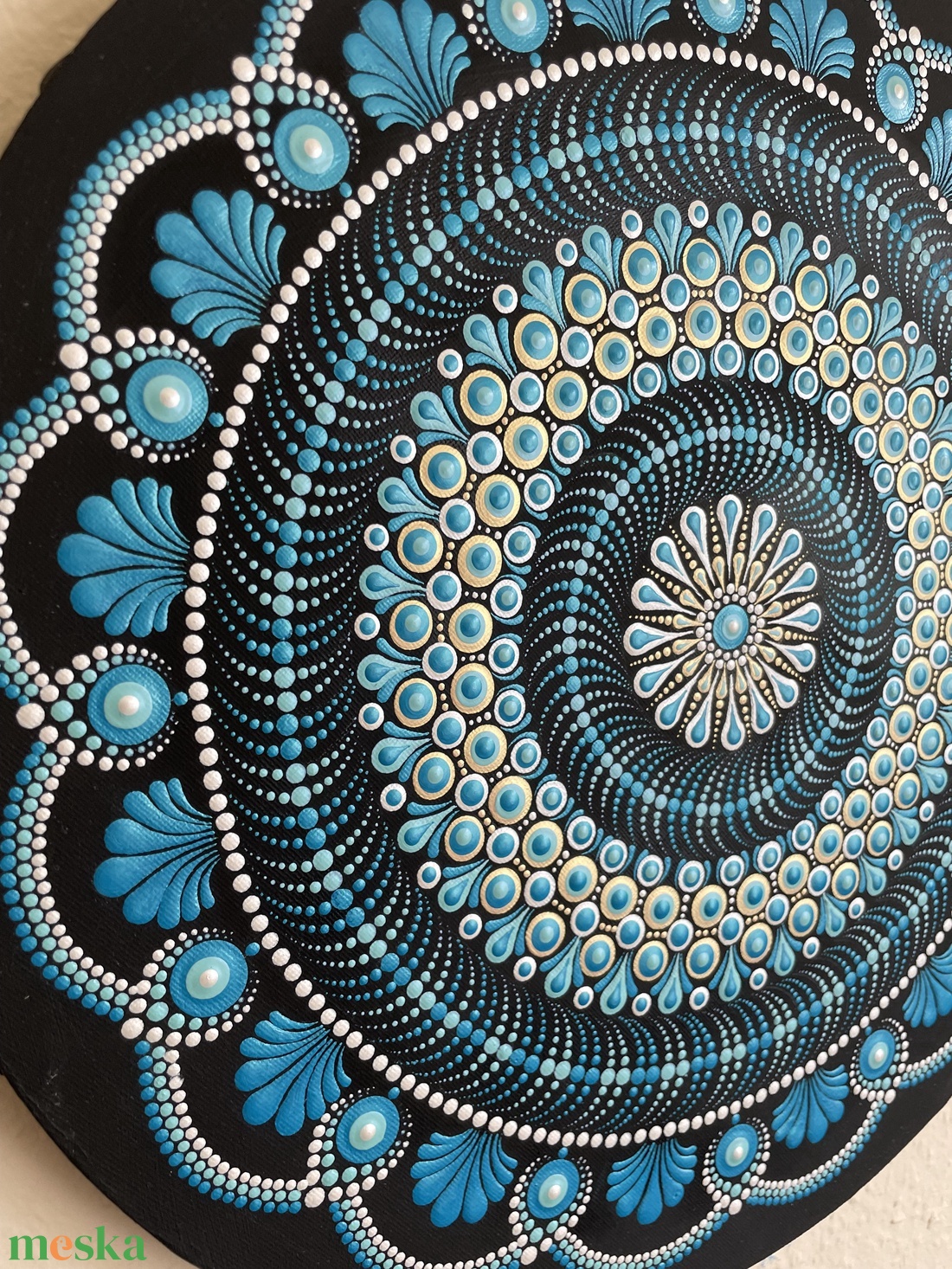 Kék-fehér-arany színű mandala - otthon & életmód - dekoráció - spiritualitás - mandala - Meska.hu