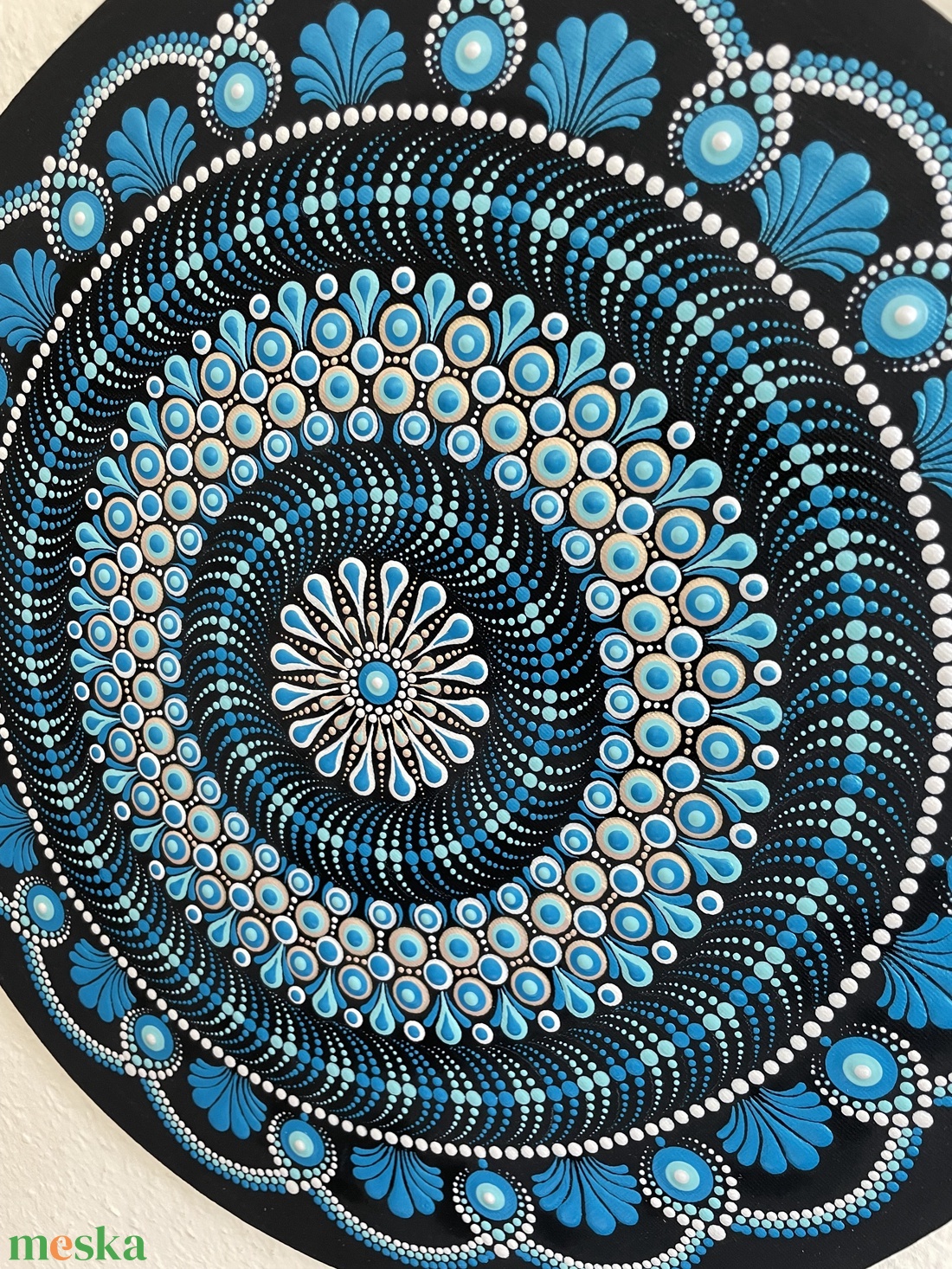 Kék-fehér-arany színű mandala - otthon & életmód - dekoráció - spiritualitás - mandala - Meska.hu