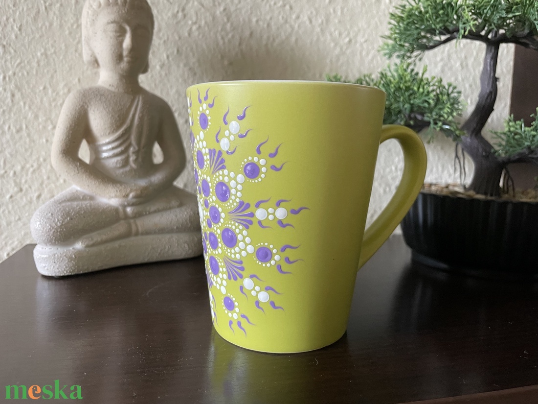 Almazöld bögre fehér-lila pontozott mandala mintával - otthon & életmód - konyhafelszerelés, tálalás - tálalás - teás- és kávés pohár, készlet - Meska.hu Almazöld bögre fehér-lila pontozott mandala mintával - otthon & életmód - konyhafelszerelés, tálalás - tálalás - teás- és kávés pohár, készlet - Meska.hu