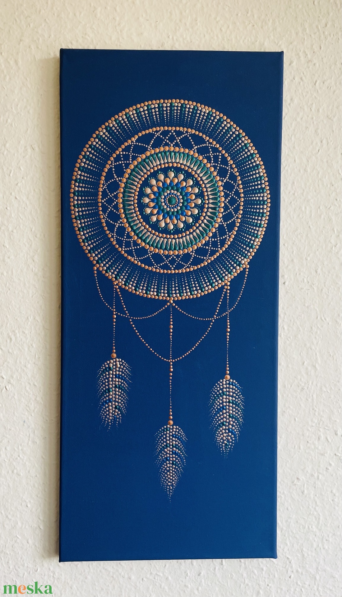 Bronz-kék pontozott álomfogó - otthon & életmód - dekoráció - spiritualitás - mandala - Meska.hu