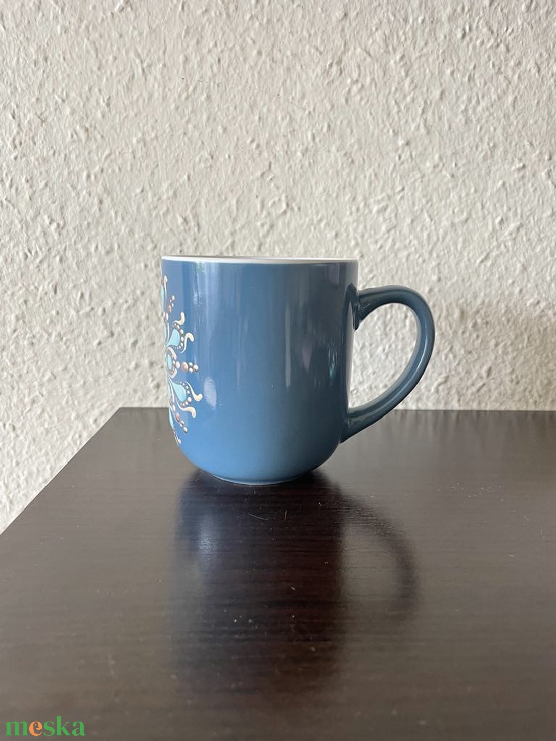 Vintage-kék pontozott mandalás bögre - otthon & életmód - konyhafelszerelés, tálalás - tálalás - teás- és kávés pohár, készlet - Meska.hu