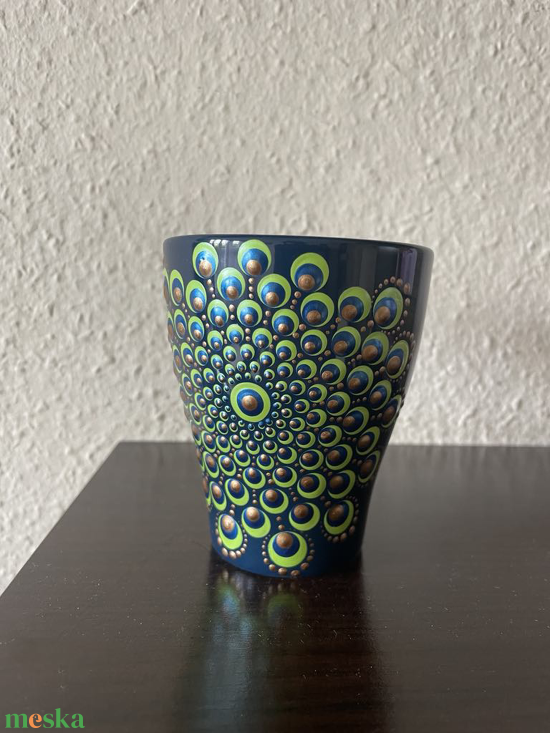Sötétkék pontozott páva mandala mintás bögre - otthon & életmód - konyhafelszerelés, tálalás - tálalás - teás- és kávés pohár, készlet - Meska.hu Sötétkék pontozott páva mandala mintás bögre - otthon & életmód - konyhafelszerelés, tálalás - tálalás - teás- és kávés pohár, készlet - Meska.hu