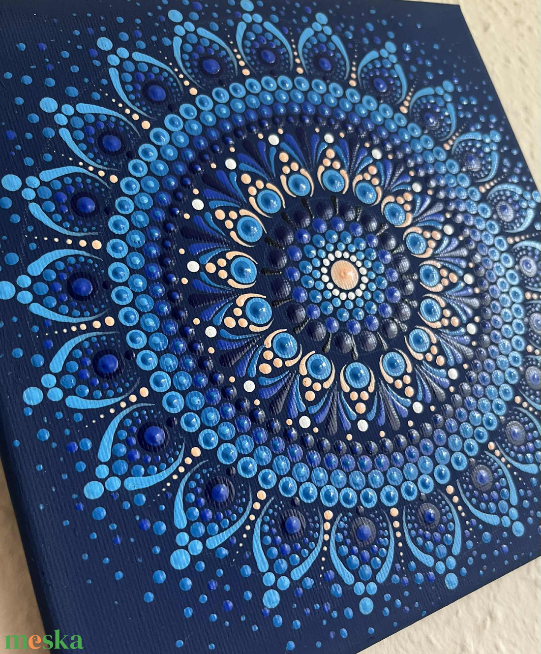 Kék színű pontozott mandala - otthon & életmód - dekoráció - spiritualitás - mandala - Meska.hu