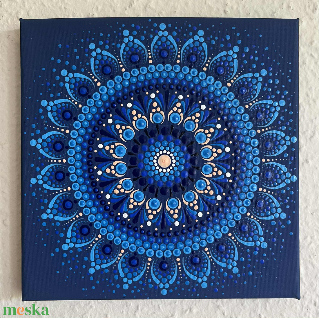 Kék színű pontozott mandala - otthon & életmód - dekoráció - spiritualitás - mandala - Meska.hu