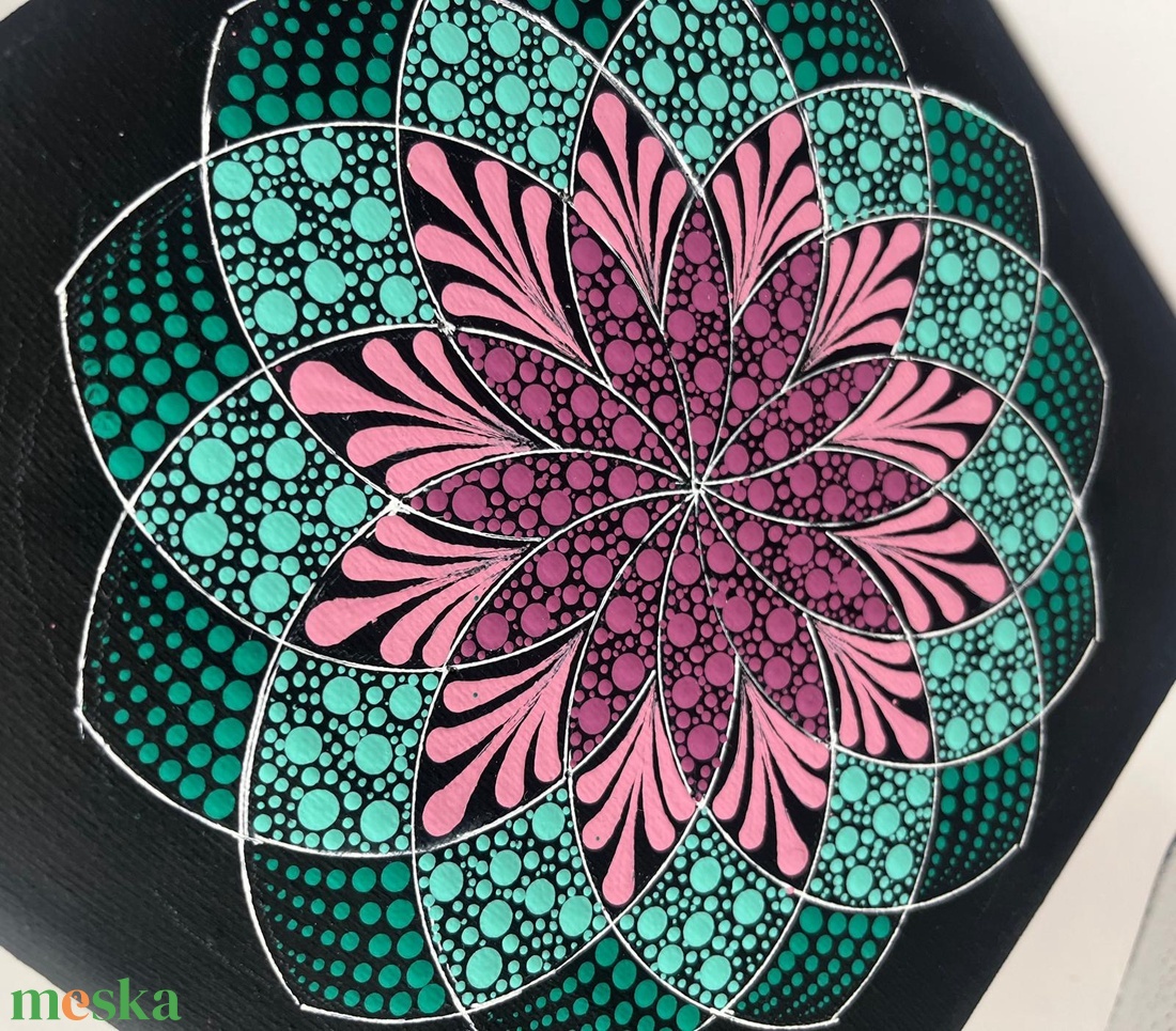 Lila-türkiz pontozott mandala - otthon & életmód - dekoráció - spiritualitás - mandala - Meska.hu