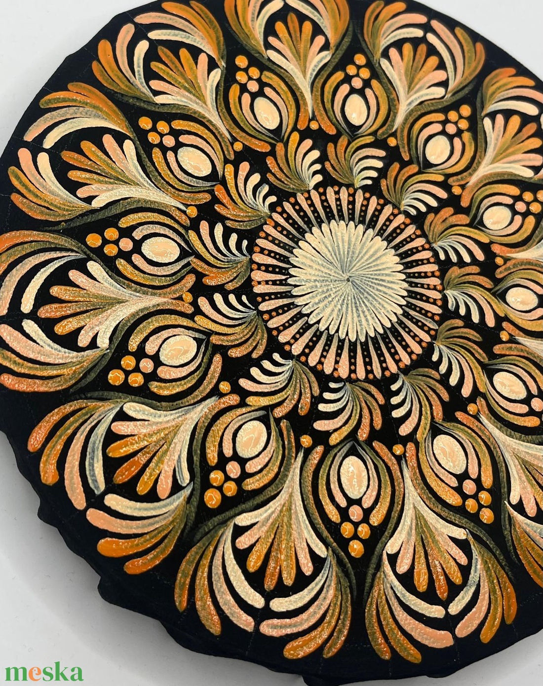 Lazac-púder színű pontozott mandala - otthon & életmód - dekoráció - spiritualitás - mandala - Meska.hu