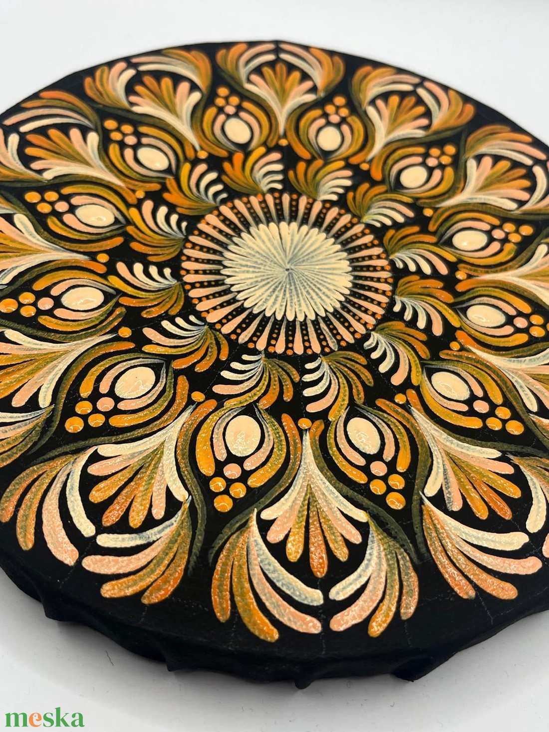 Lazac-púder színű pontozott mandala - otthon & életmód - dekoráció - spiritualitás - mandala - Meska.hu