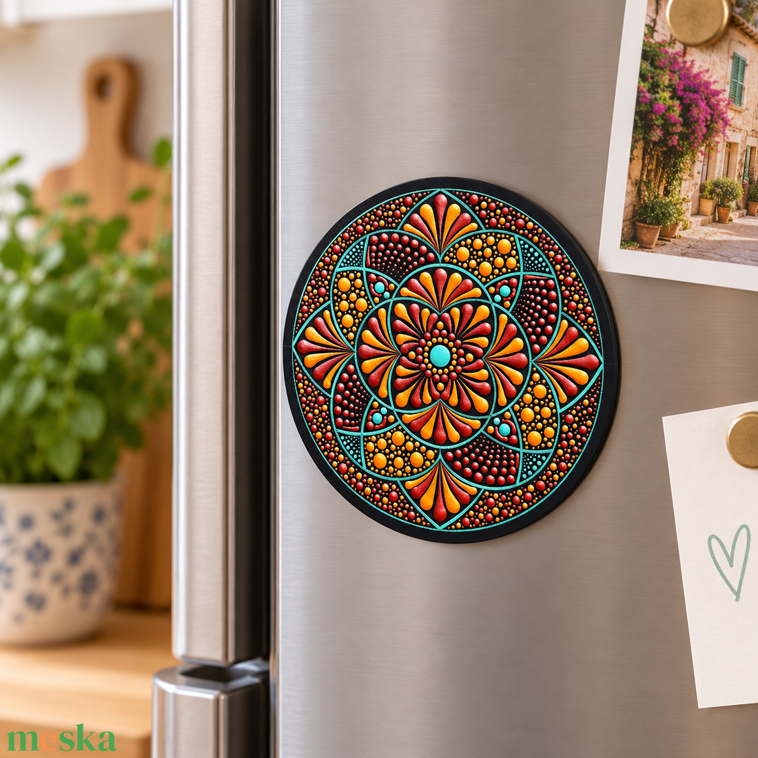 Hűtőmágnes mandala 15 cm - otthon & életmód - konyhafelszerelés, tálalás - konyhai dekoráció - hűtőmágnes - Meska.hu