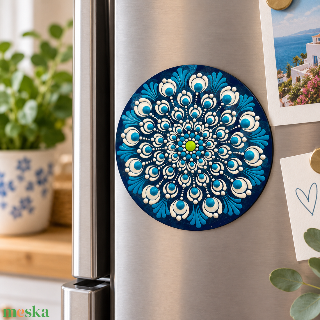 Hűtőmágnes mandala 15 cm - otthon & életmód - konyhafelszerelés, tálalás - konyhai dekoráció - hűtőmágnes - Meska.hu