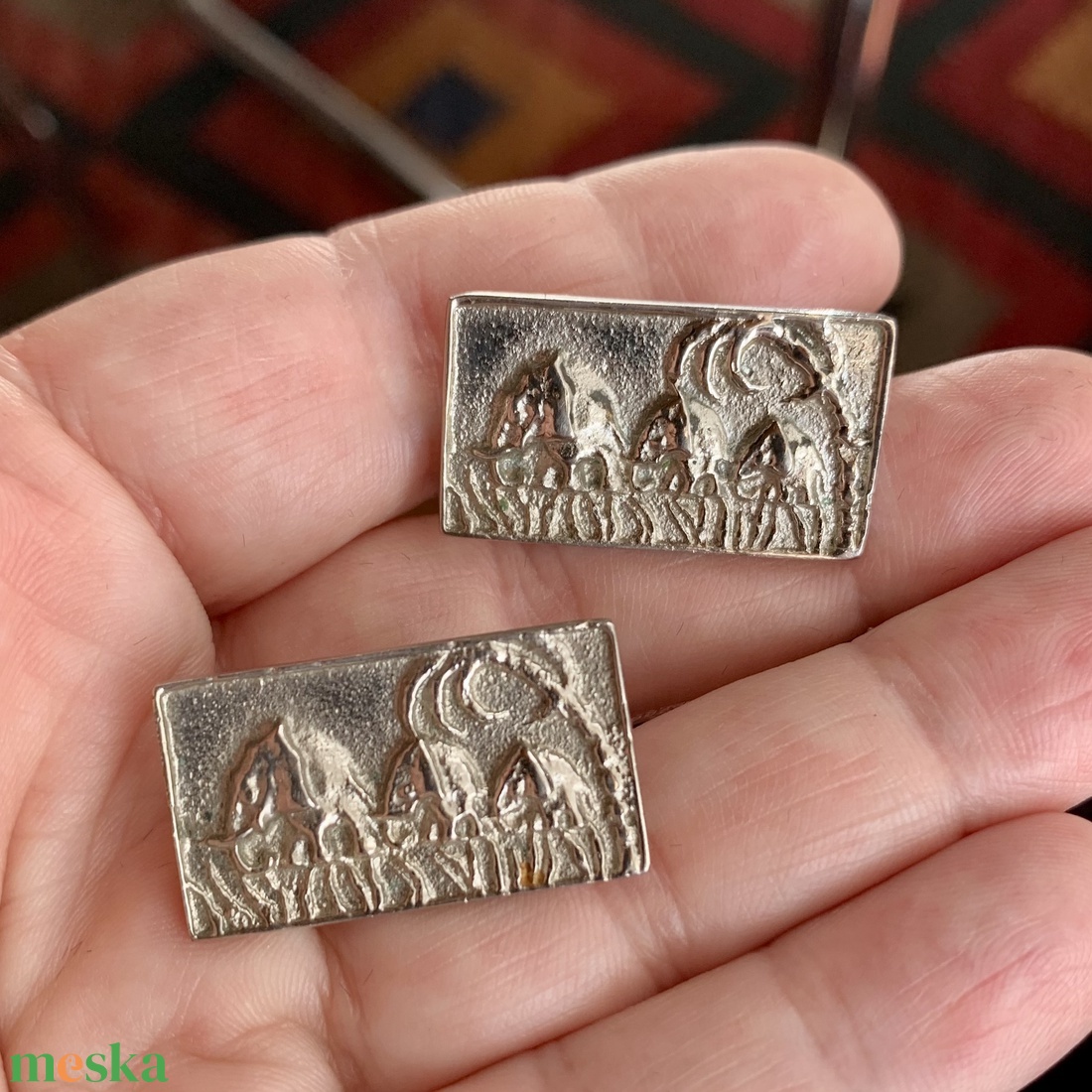 Afrika stílusú különleges egyedi retro fém mandzsettagomb a '60-as '70-es évekből, elegáns ajándéktárgy férfinek - ékszer - mandzsettagomb - Meska.hu