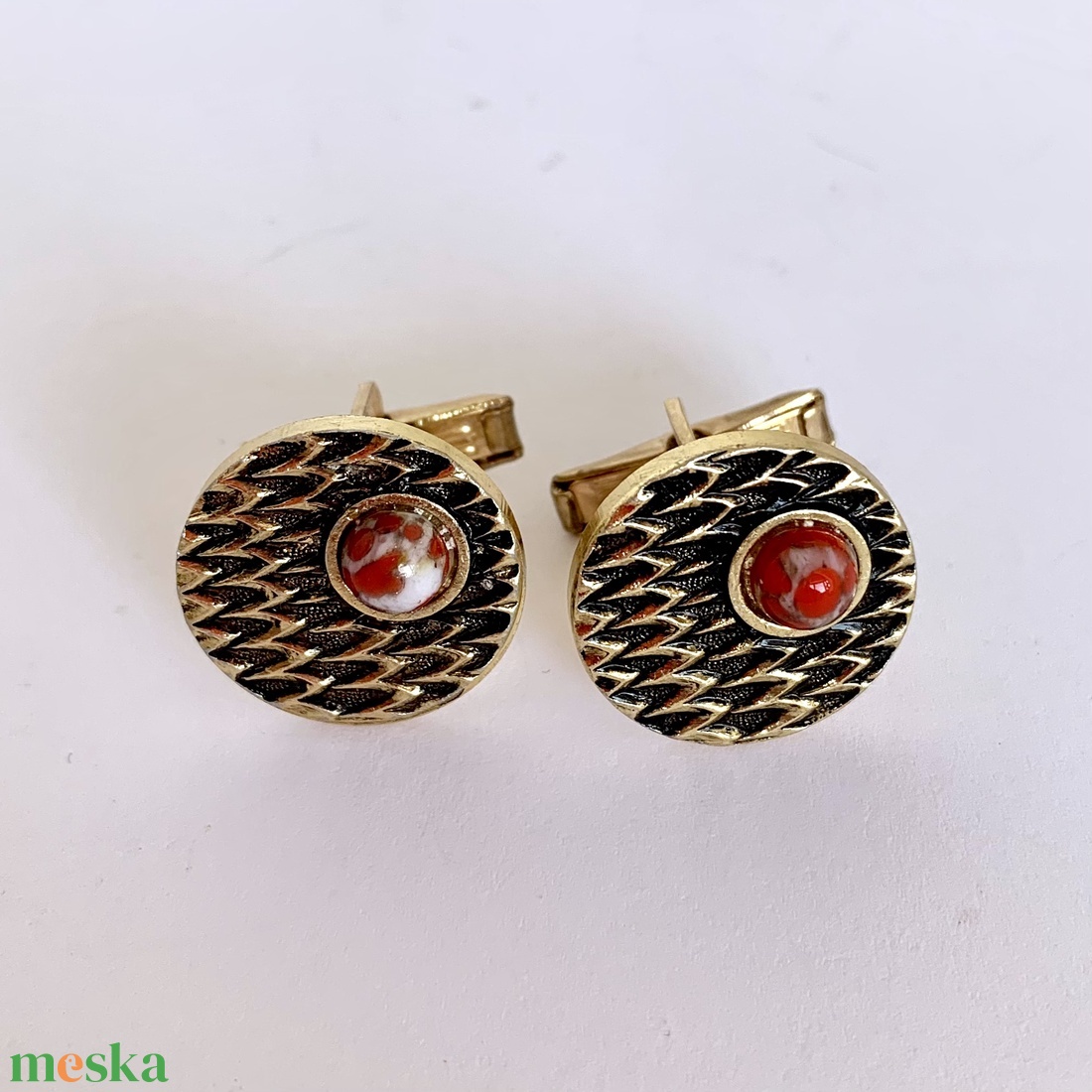 Régi fém mandzsettagomb a '60-as '70-es évekből, retro mandzsetta gomb, vintage mandzsetta, elegáns ajándék férfinak - ékszer - mandzsettagomb és nyakkendőtű - Meska.hu
