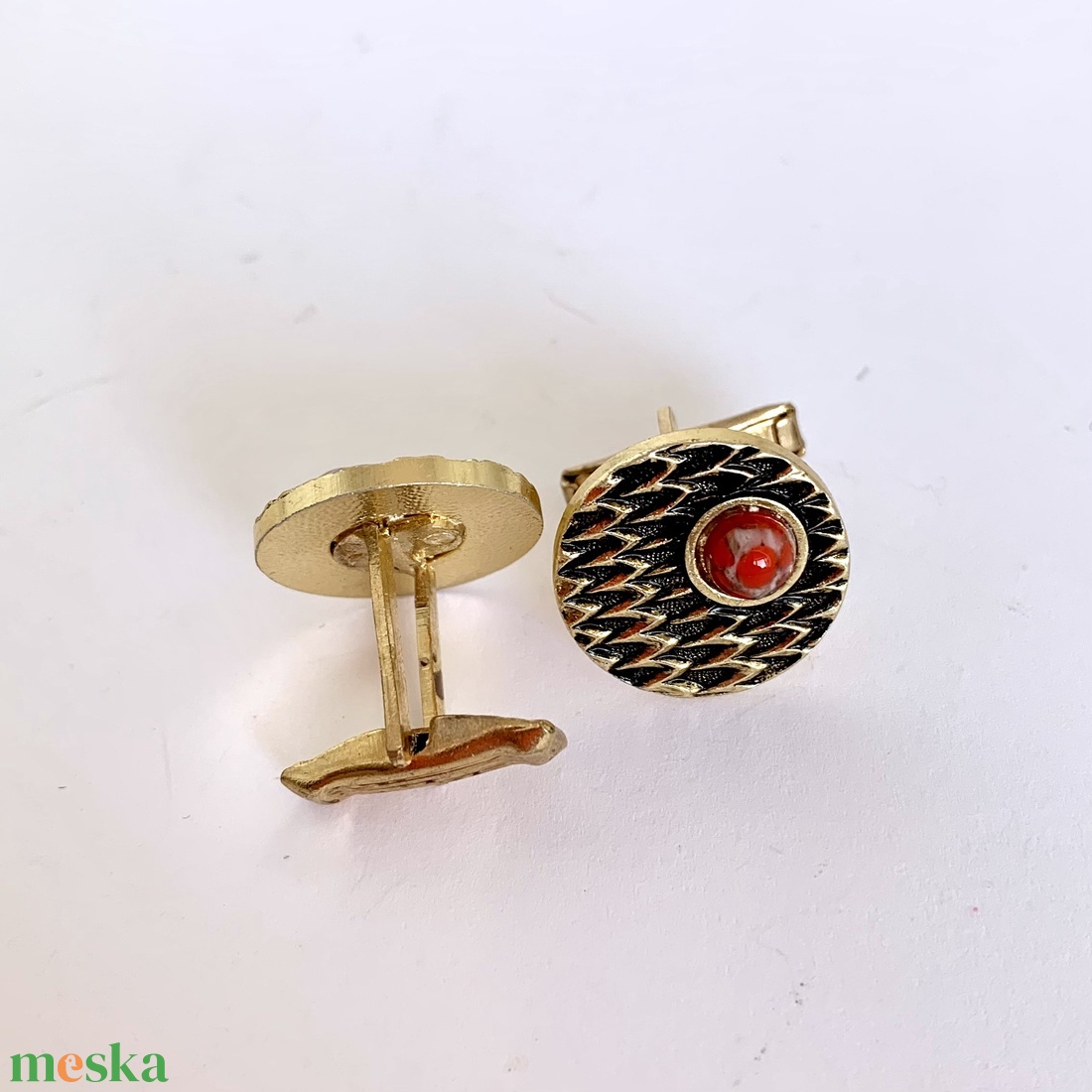 Régi fém mandzsettagomb a '60-as '70-es évekből, retro mandzsetta gomb, vintage mandzsetta, elegáns ajándék férfinak - ékszer - mandzsettagomb és nyakkendőtű - Meska.hu