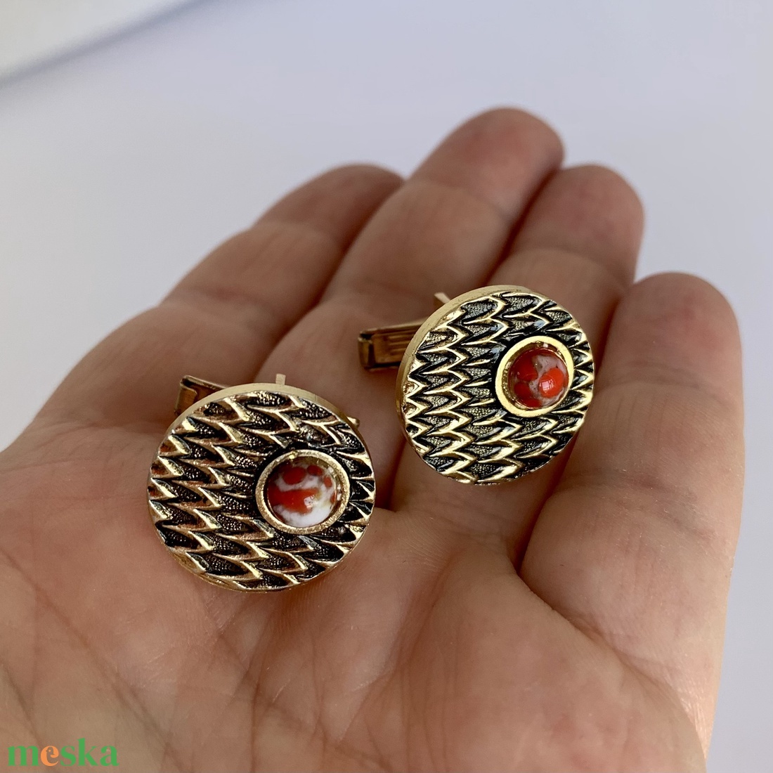 Régi fém mandzsettagomb a '60-as '70-es évekből, retro mandzsetta gomb, vintage mandzsetta, elegáns ajándék férfinak - ékszer - mandzsettagomb és nyakkendőtű - Meska.hu