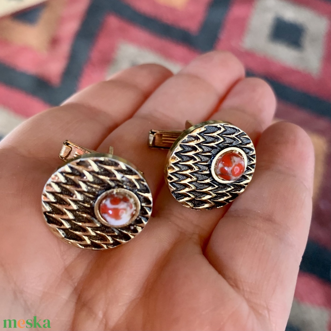 Régi fém mandzsettagomb a '60-as '70-es évekből, retro mandzsetta gomb, vintage mandzsetta, elegáns ajándék férfinak - ékszer - mandzsettagomb és nyakkendőtű - Meska.hu