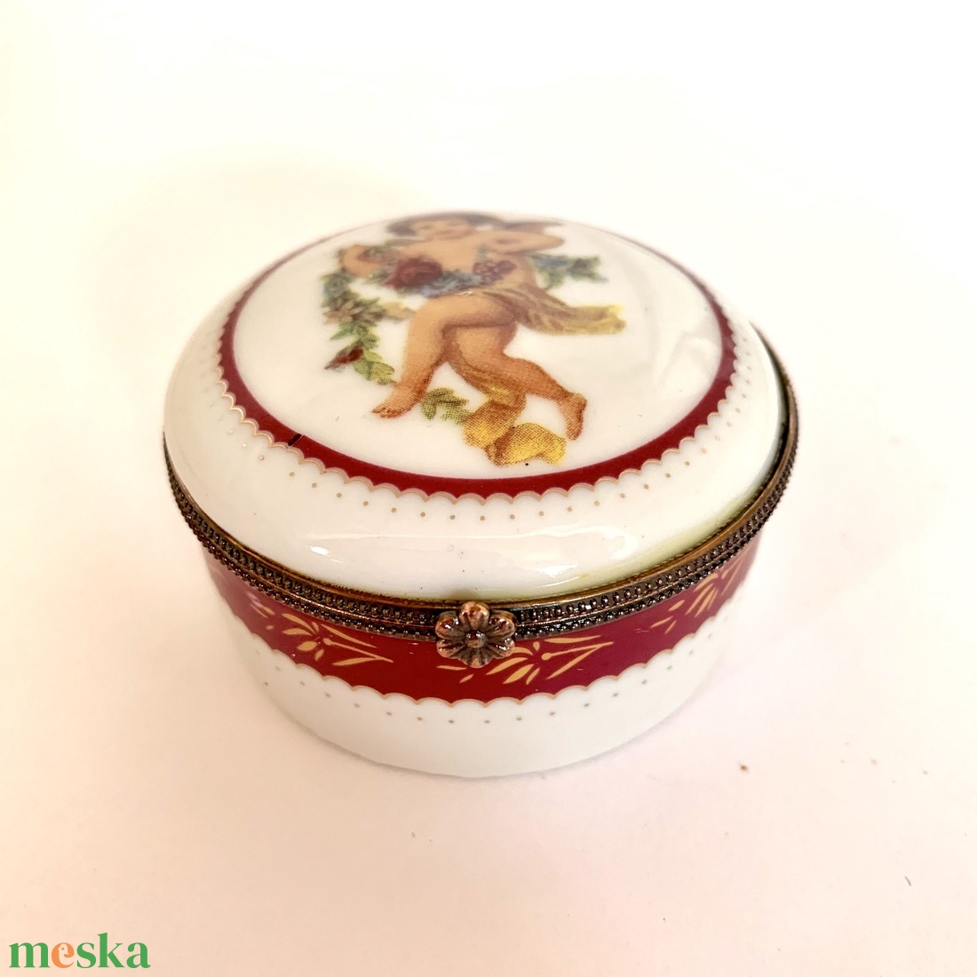 Porcelán dobozka, ékszeresdoboz, porcelán ékszeres doboz, dobozka, ládika, virágos láda, kis szelence, gyűrű tartó láda - ékszer - ékszertartó - ékszerdoboz - Meska.hu
