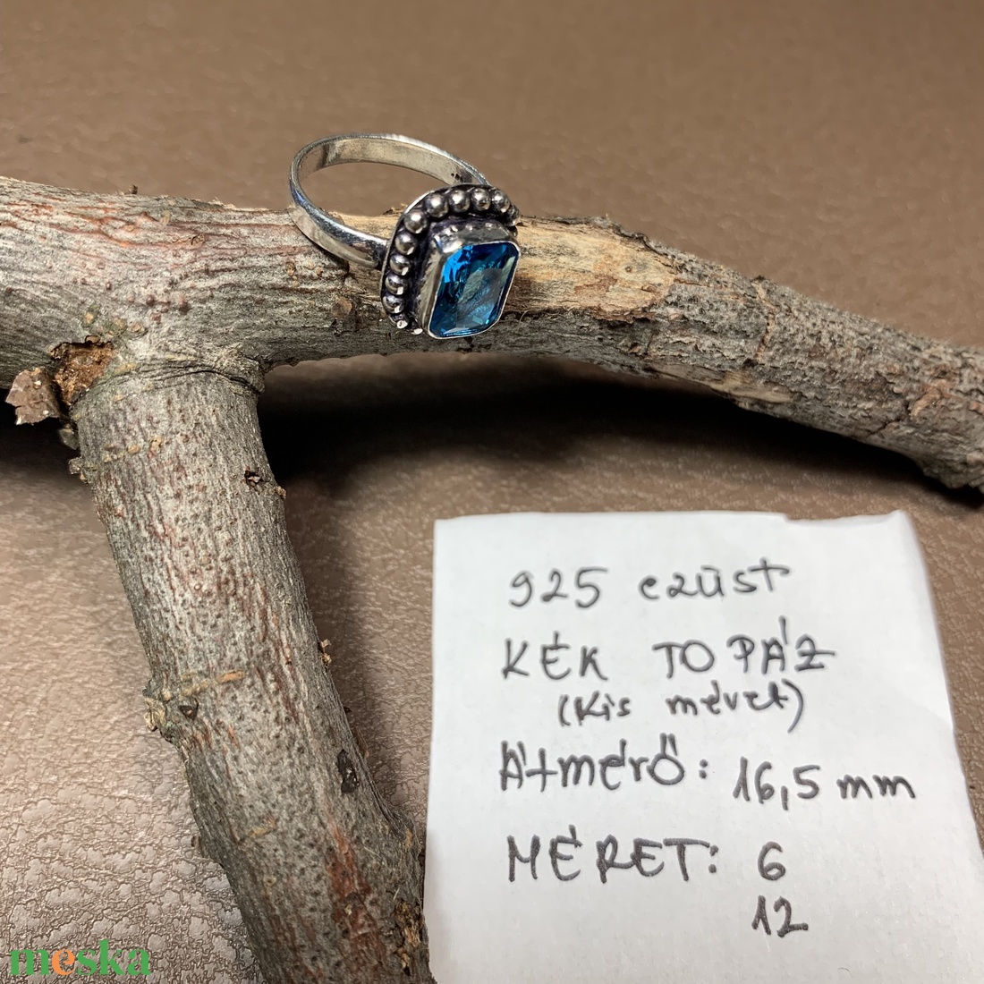 925 ezüst gyűrű kék topáz kővel 6-os méret (16,5 mm átmérő) indiai ezüst gyűrű - ékszer - gyűrű - statement gyűrű - Meska.hu 925 ezüst gyűrű kék topáz kővel 6-os méret (16,5 mm átmérő) indiai ezüst gyűrű - ékszer - gyűrű - statement gyűrű - Meska.hu