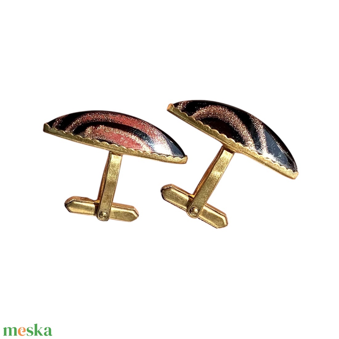 Aranyonix egyedi retro fém mandzsettagomb a '60-as '70-es évekből, csillogó acélból, elegáns ajándéktárgy férfinak! - ékszer - mandzsettagomb és nyakkendőtű - Meska.hu