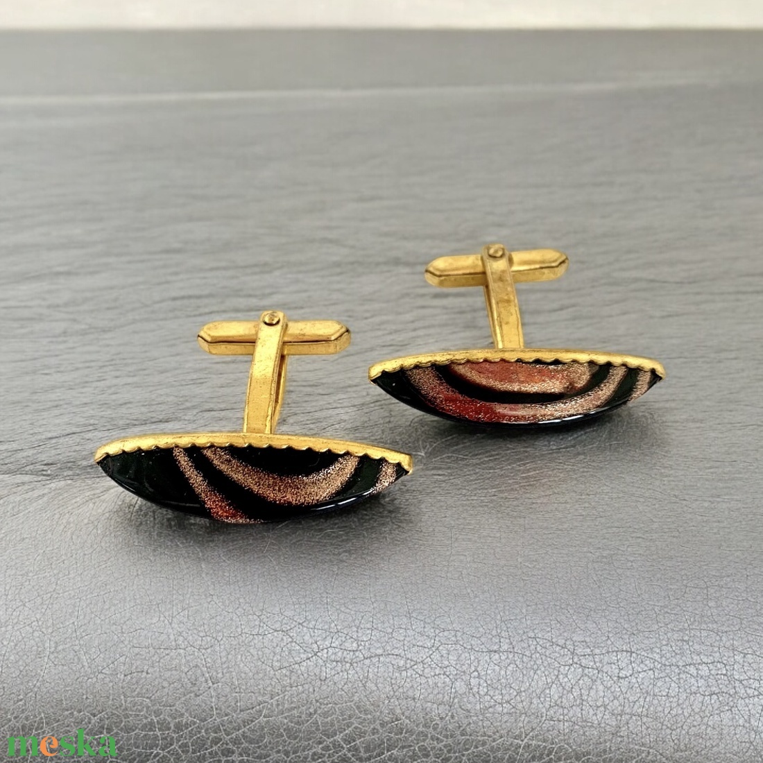 Aranyonix egyedi retro fém mandzsettagomb a '60-as '70-es évekből, csillogó acélból, elegáns ajándéktárgy férfinak! - ékszer - mandzsettagomb és nyakkendőtű - Meska.hu