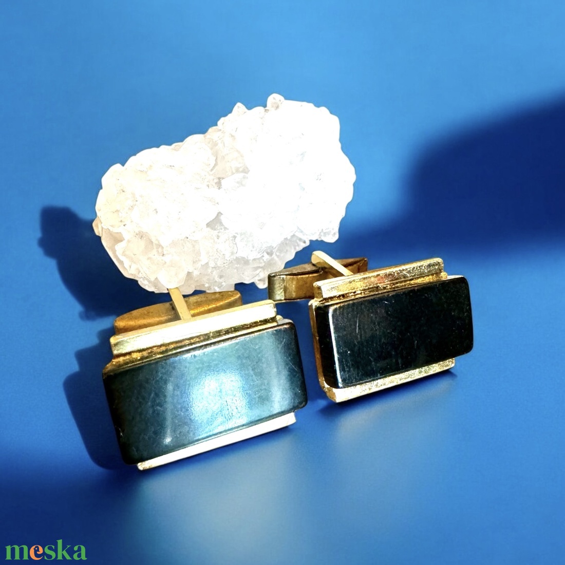 Extravagáns egyedi retro fém mandzsettagomb a '60-as '70-es évekből, csillogó acélból, elegáns ajándéktárgy férfinak! - ékszer - mandzsettagomb és nyakkendőtű - Meska.hu