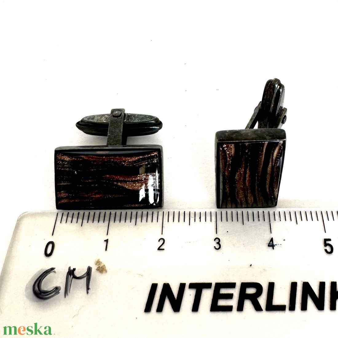 Aranyonix 925 ezüst egyedi retro mandzsettagomb a '60-as '70-es évekből, csillogó elegáns ajándéktárgy férfinak! - ékszer - mandzsettagomb és nyakkendőtű - Meska.hu