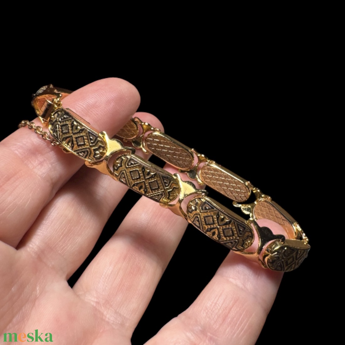 24 karát aranyozott Damascene karkötő, damasztén toledói karperec, Toledó spanyol ékszer, damascene karperec, damaszkén - ékszer - karkötő - karperec - Meska.hu