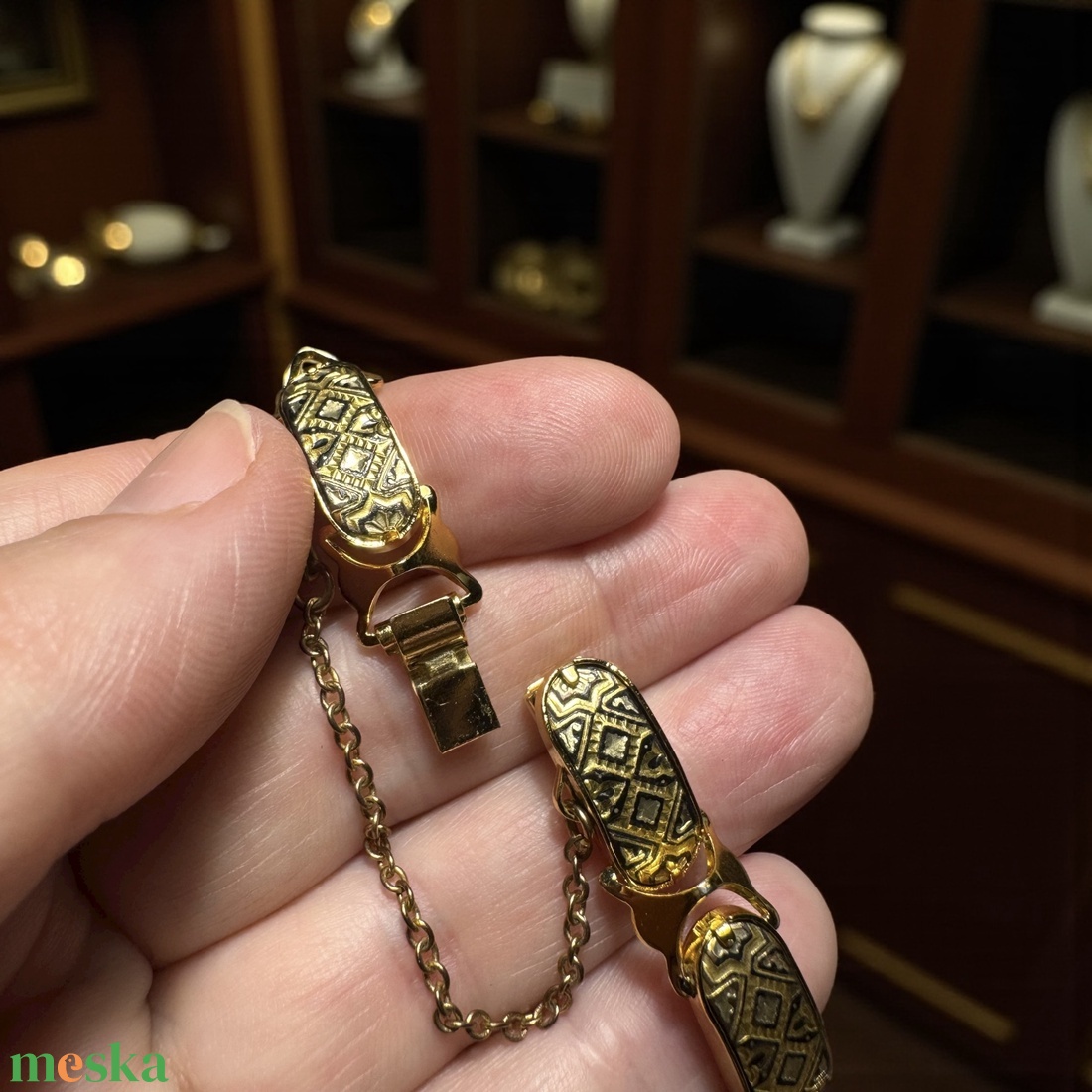 24 karát aranyozott Damascene karkötő, damasztén toledói karperec, Toledó spanyol ékszer, damascene karperec, damaszkén - ékszer - karkötő - karperec - Meska.hu