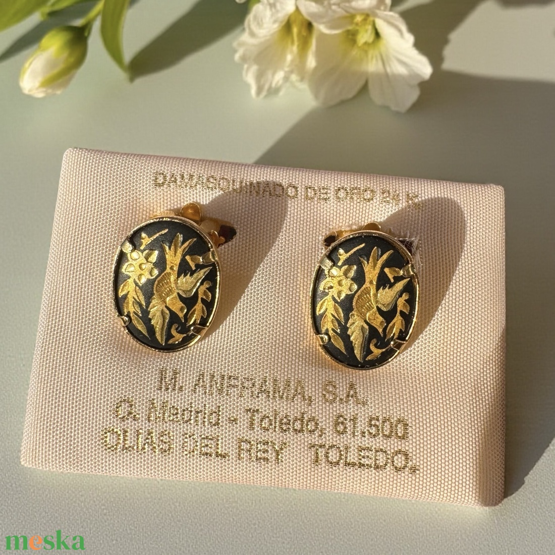 24 karát aranyozott Damascene karkötő, damasztén toledói karperec, Toledó spanyol ékszer, damascene karperec, damaszkén - ékszer - fülbevaló - klipsz - Meska.hu