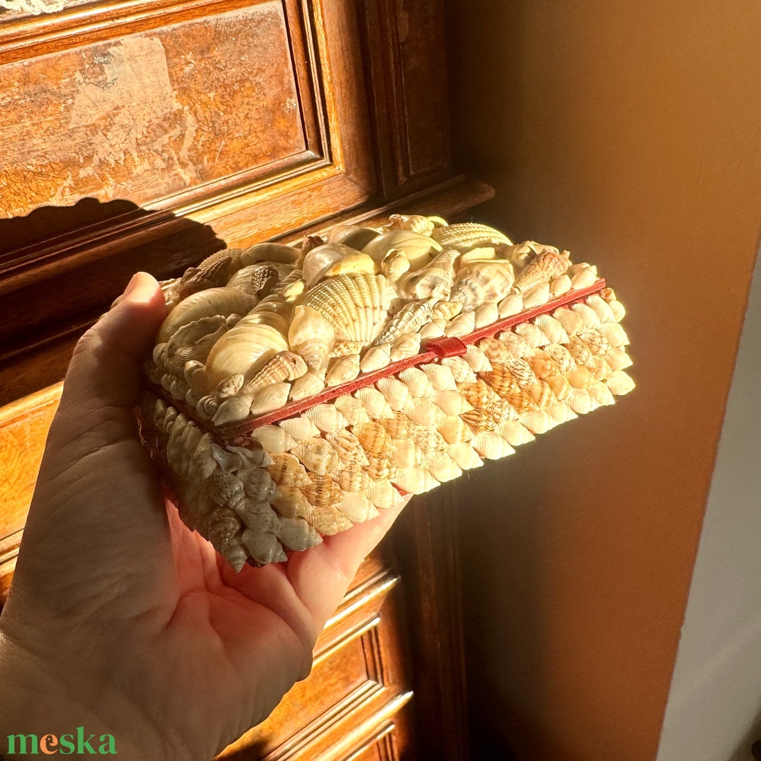 Ékszeresdoboz, kagylós doboz, fa ékszeres doboz, dobozka, ládika, virágos láda, kis szelence, ékszer tartó láda - ékszer - ékszertartó - ékszerdoboz - Meska.hu
