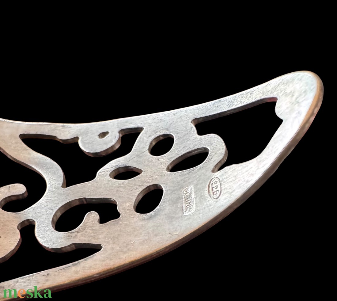 925 ezüst nyitott karperec, áttört mintás ezüst karkötő, valódi ezüst ékszer - ékszer - karkötő - karperec - Meska.hu