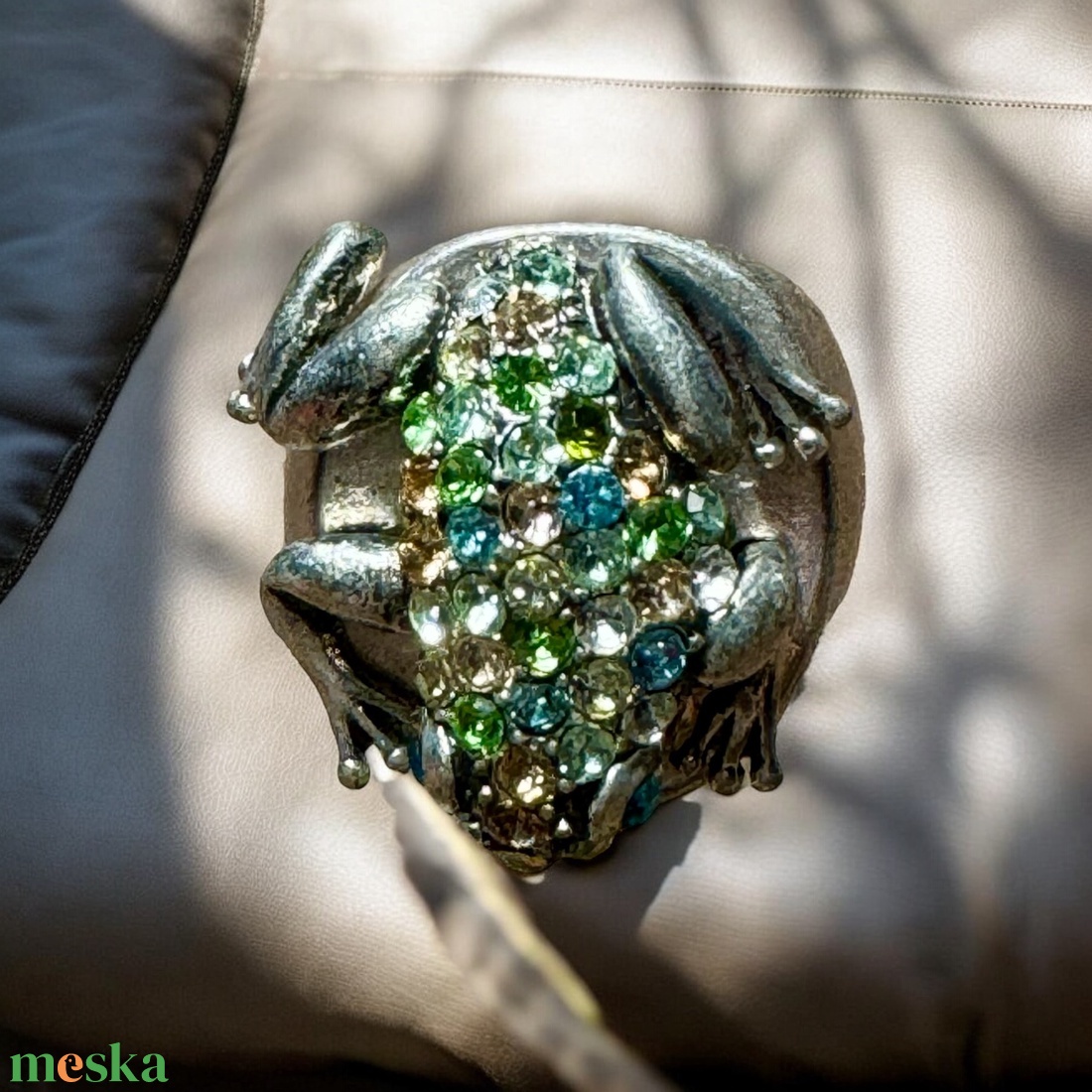 BÉKA mintás nagy kristály gyűrű statement gyűrű, csillogó alkalmi kristály ékszer: 55 mm körméret - ékszer - gyűrű - figurális gyűrű - Meska.hu