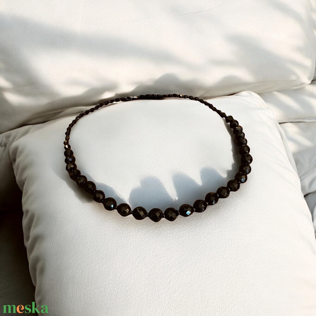 Fekete Olasz üveggyöngy egyedi vintage nyaklánc 1990-es évekből, hibátlan minőségi ékszer nyakék - ékszer - nyaklánc - bogyós nyaklánc - Meska.hu