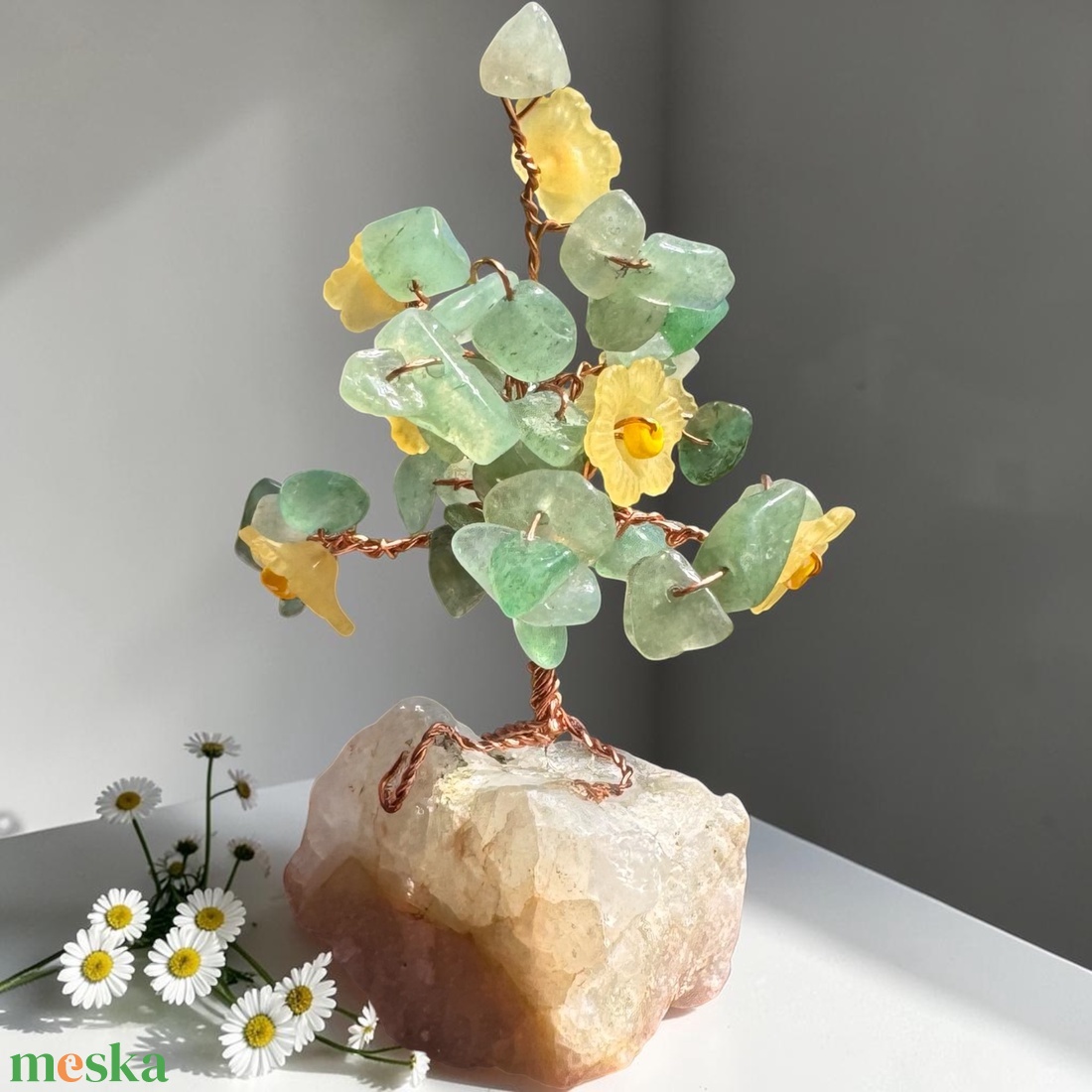 Életfa virágokkal, kis kristály fa, virágzó kristály fa, ajándék ballagásra, keresztelőre, esküvőre - otthon & életmód - dekoráció - dísztárgy - Meska.hu