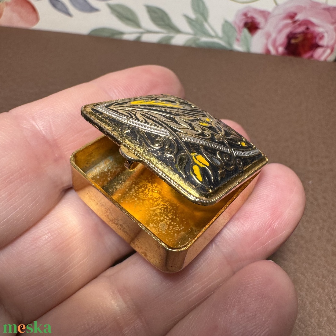 Toledói damaszkolt antik doboz 1960-ból, gyűrűs doboz, gyógyszertartó, Vintage ékszeres dobozka, box - ékszer - ékszertartó - ékszerdoboz - Meska.hu