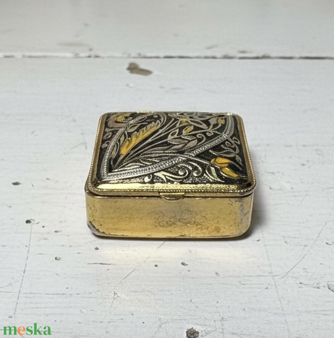 Toledói damaszkolt antik doboz 1960-ból, gyűrűs doboz, gyógyszertartó, Vintage ékszeres dobozka, box - ékszer - ékszertartó - ékszerdoboz - Meska.hu