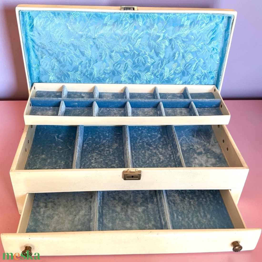 Lady Buxton 1950 vintage több szintes ékszer tartó doboz, retro ékszeres láda, kihúzható nyitható - otthon & életmód - tárolás & rendszerezés - láda - Meska.hu