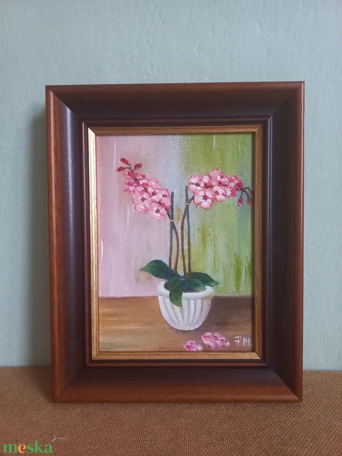 Rózsaszín orchideák - művészet - festmény - olajfestmény - Meska.hu