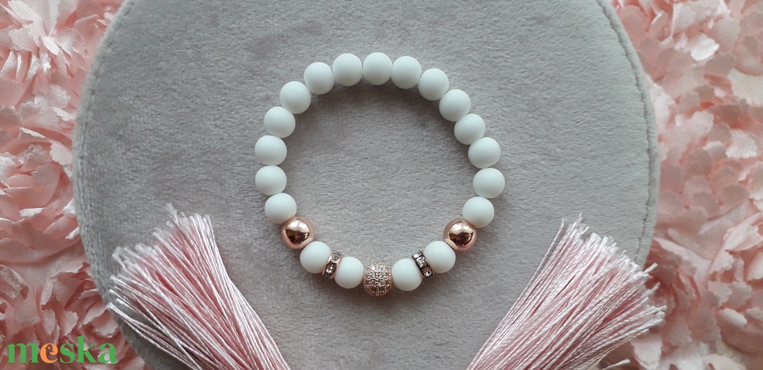 Ónix - Hematit ásványkarkötő rose gold színű, cirkónia köves gömb charmmal - ékszer - karkötő - charm karkötő - Meska.hu Ónix - Hematit ásványkarkötő rose gold színű, cirkónia köves gömb charmmal - ékszer - karkötő - charm karkötő - Meska.hu