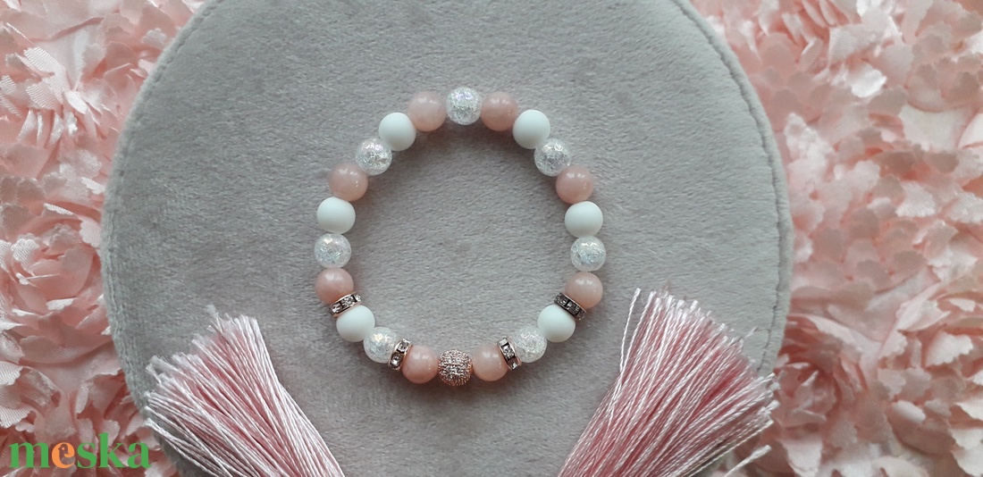 Ónix - Hegyikristály - Rózsakvarc ásványkarkötő rose gold színű, cirkónia köves gömb charmmal - ékszer - karkötő - charm karkötő - Meska.hu Ónix - Hegyikristály - Rózsakvarc ásványkarkötő rose gold színű, cirkónia köves gömb charmmal - ékszer - karkötő - charm karkötő - Meska.hu