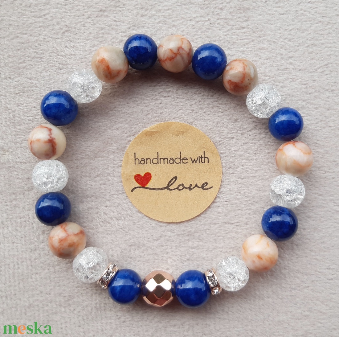 Hegyikristály - Hematit - Jáspis - Lapis lazuli ásványkarkötő - ékszer - karkötő - charm karkötő - Meska.hu