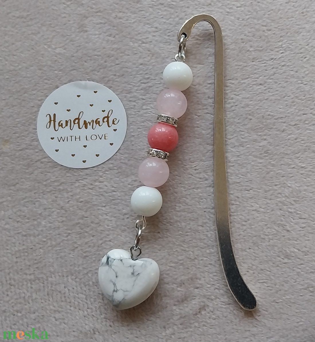 Howlite ásványszíves könyvjelző, Jáde - Ónix - Rózsakvarc ásványszállal - könyv & zene - könyvjelző - Meska.hu Howlite ásványszíves könyvjelző, Jáde - Ónix - Rózsakvarc ásványszállal - könyv & zene - könyvjelző - Meska.hu