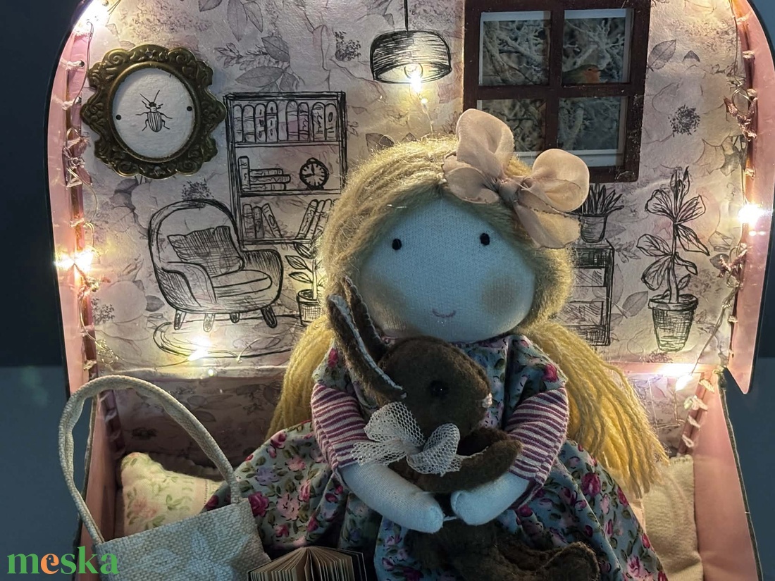 Öltöztethető baba világító koffer babaházban - játék & sport - baba & babaház - baba - Meska.hu