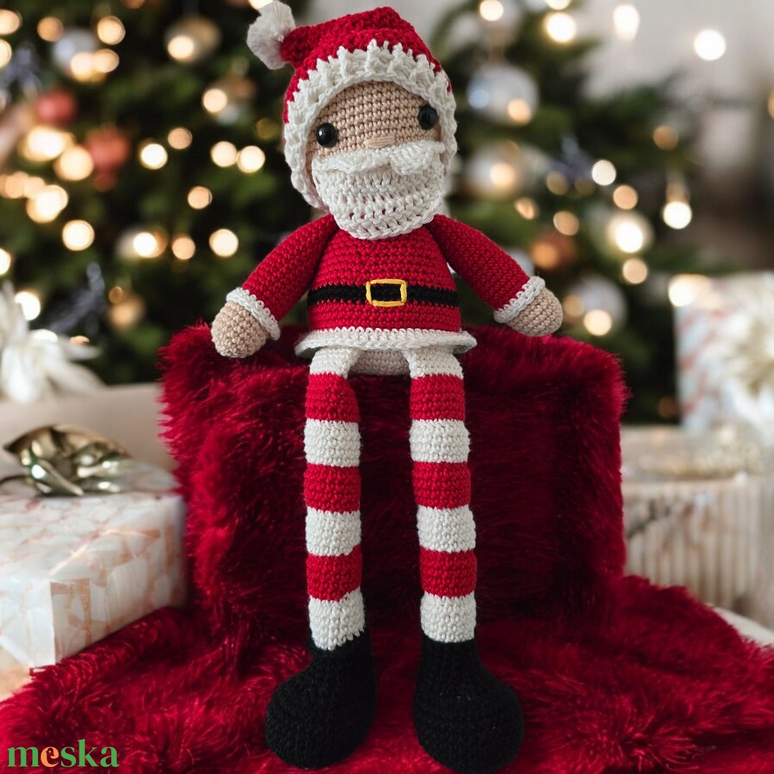 Horgolt ülő mikulás - karácsony - mikulás - mikulás beltéri dekoráció - Meska.hu