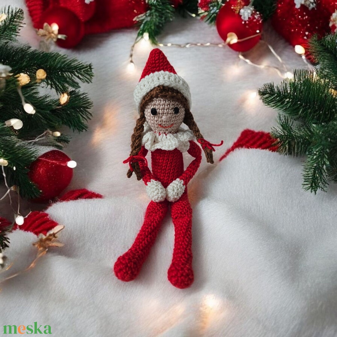 Horgolt Elf manó - karácsony - karácsonyi lakásdekoráció - karácsonyi manók, figurák - Meska.hu