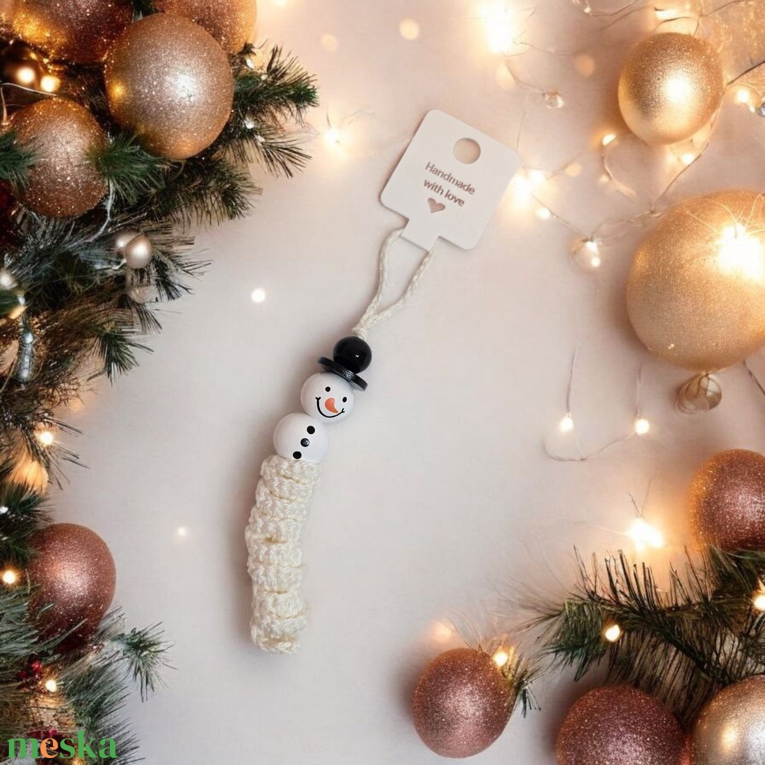 Horgolt hóember dísz - karácsony - karácsonyi lakásdekoráció - karácsonyfadíszek - Meska.hu