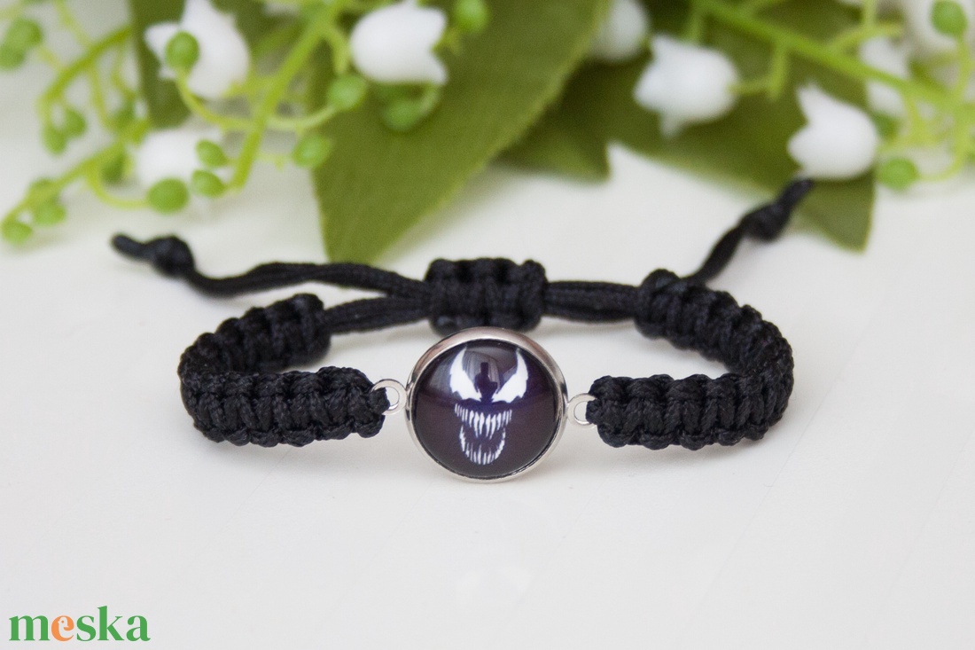 Fonott makramé karkötő gyerekeknek - Venom fekete - ékszer - karkötő - fonott karkötő - Meska.hu