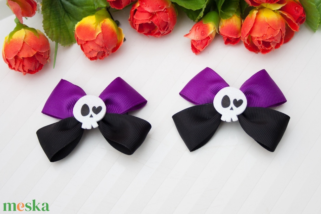 Fekete/lila masnis hajcsat Halloweenre - otthon & életmód - dekoráció - halloween - halloweeni jelmez és kiegészítők - Meska.hu