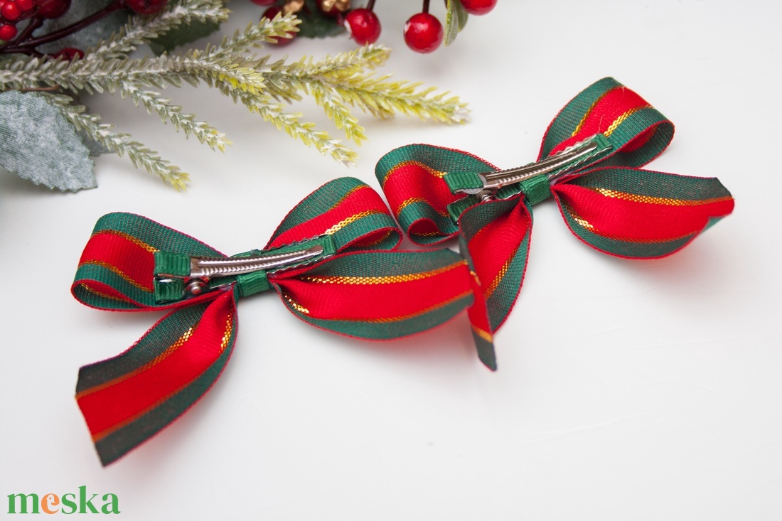 Masnis karácsonyi hajcsat - Piros/zöld/arany - ruha & divat - hajdísz & hajcsat - hajcsat & hajtű - Meska.hu