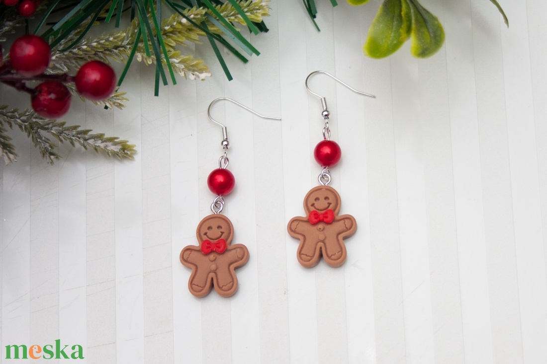 Fülbevaló karácsonyi - Mézeskalács - ékszer - fülbevaló - lógó fülbevaló - Meska.hu